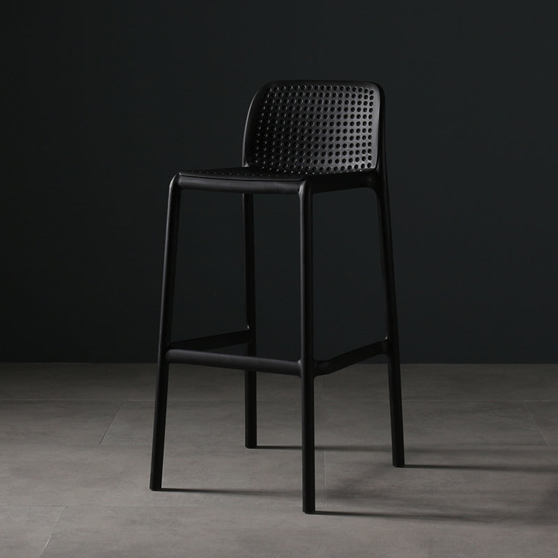Nordic Bar-stool Plastic Counter Bar Stool for Kitchen Bar with Plastic Legs Black 1 Piece Bar Stool(30"H) Clearhalo 'Bar Furniture' 'Bar Stools' 'bar_stools' 'furn' 'furn_bar_stools' 'Furniture' 'furniture_bar_stools' 'Kitchen & Dining Furniture' 4793041