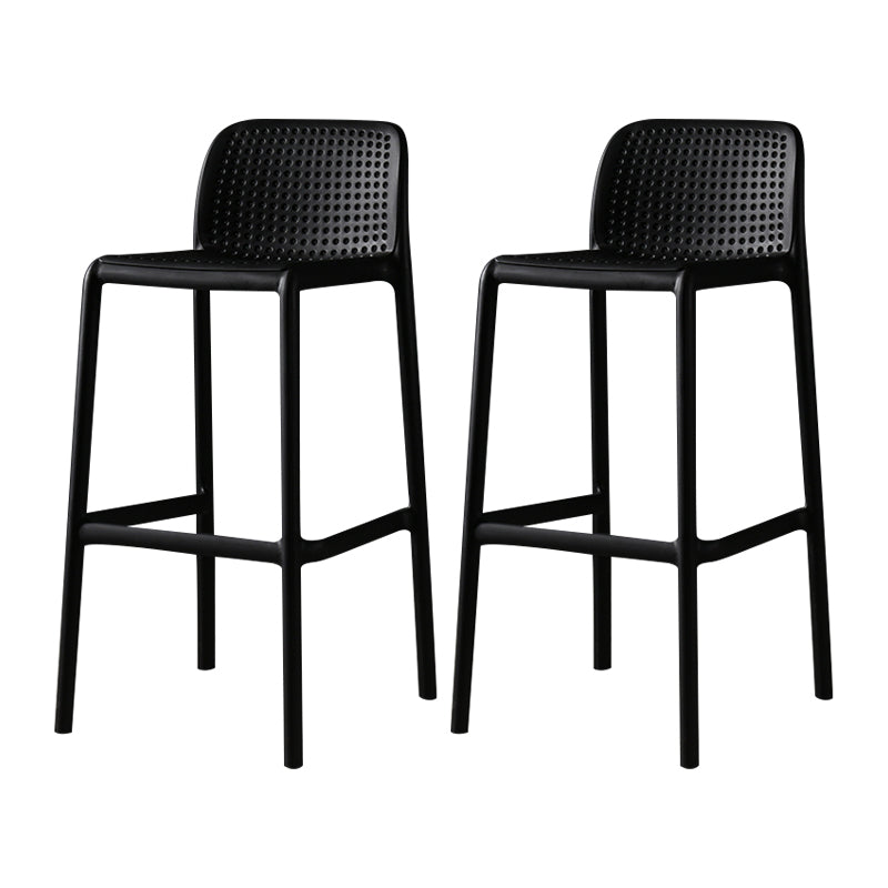 Nordic Bar-stool Plastic Counter Bar Stool for Kitchen Bar with Plastic Legs Black 2 Piece Set Bar Stool(30"H) Clearhalo 'Bar Furniture' 'Bar Stools' 'bar_stools' 'furn' 'furn_bar_stools' 'Furniture' 'furniture_bar_stools' 'Kitchen & Dining Furniture' 4793042