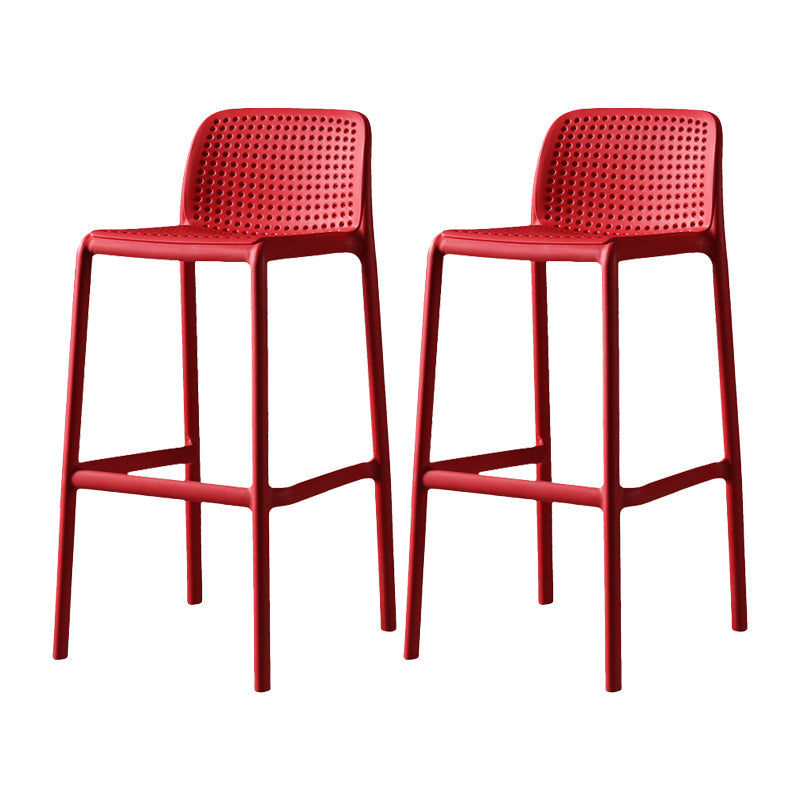 Nordic Bar-stool Plastic Counter Bar Stool for Kitchen Bar with Plastic Legs Red 2 Piece Set Clearhalo 'Bar Furniture' 'Bar Stools' 'bar_stools' 'furn' 'furn_bar_stools' 'Furniture' 'furniture_bar_stools' 'Kitchen & Dining Furniture' 4793060