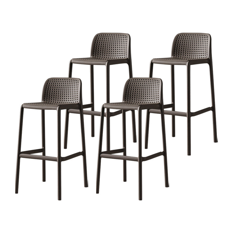 Nordic Bar-stool Plastic Counter Bar Stool for Kitchen Bar with Plastic Legs Brown 4 Piece Set Bar Stool(30"H) Clearhalo 'Bar Furniture' 'Bar Stools' 'bar_stools' 'furn' 'furn_bar_stools' 'Furniture' 'furniture_bar_stools' 'Kitchen & Dining Furniture' 4793070