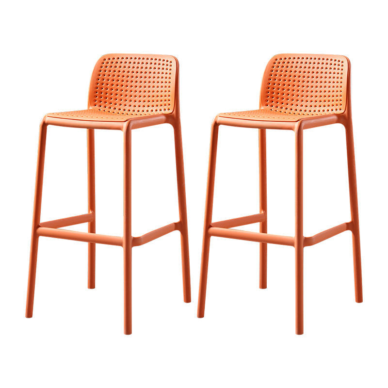 Nordic Bar-stool Plastic Counter Bar Stool for Kitchen Bar with Plastic Legs Orange 2 Piece Set Bar Stool(30"H) Clearhalo 'Bar Furniture' 'Bar Stools' 'bar_stools' 'furn' 'furn_bar_stools' 'Furniture' 'furniture_bar_stools' 'Kitchen & Dining Furniture' 4793072
