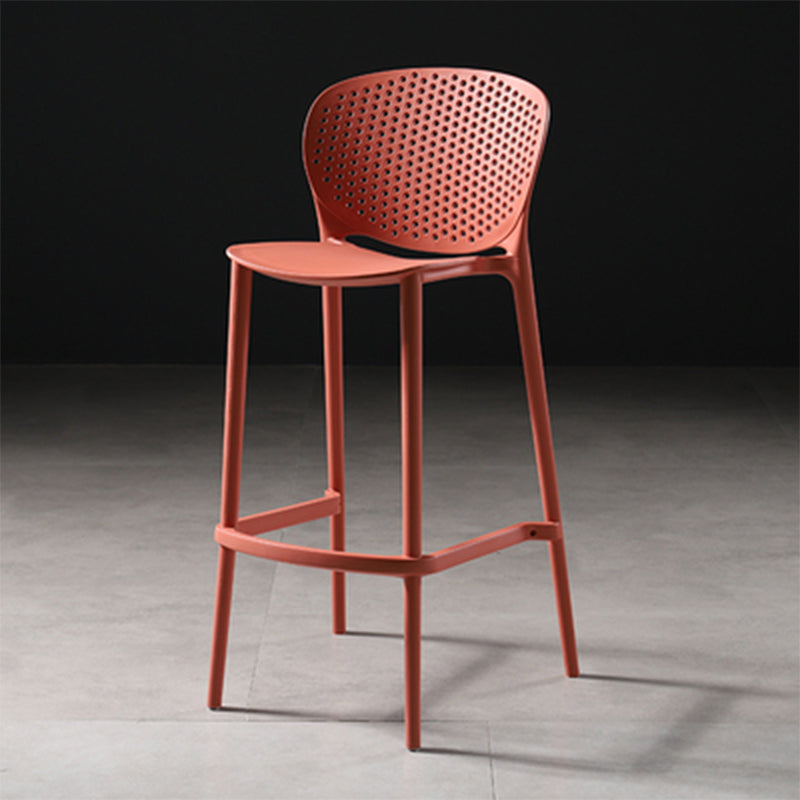 Nordic Bar-stool Plastic Counter Bar Stool for Kitchen Bar with Plastic Legs Light Red 1 Piece Bar Stool(30"H) Clearhalo 'Bar Furniture' 'Bar Stools' 'bar_stools' 'furn' 'furn_bar_stools' 'Furniture' 'furniture_bar_stools' 'Kitchen & Dining Furniture' 4793074