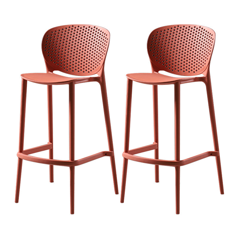 Nordic Bar-stool Plastic Counter Bar Stool for Kitchen Bar with Plastic Legs Light Red 2 Piece Set Bar Stool(30"H) Clearhalo 'Bar Furniture' 'Bar Stools' 'bar_stools' 'furn' 'furn_bar_stools' 'Furniture' 'furniture_bar_stools' 'Kitchen & Dining Furniture' 4793075
