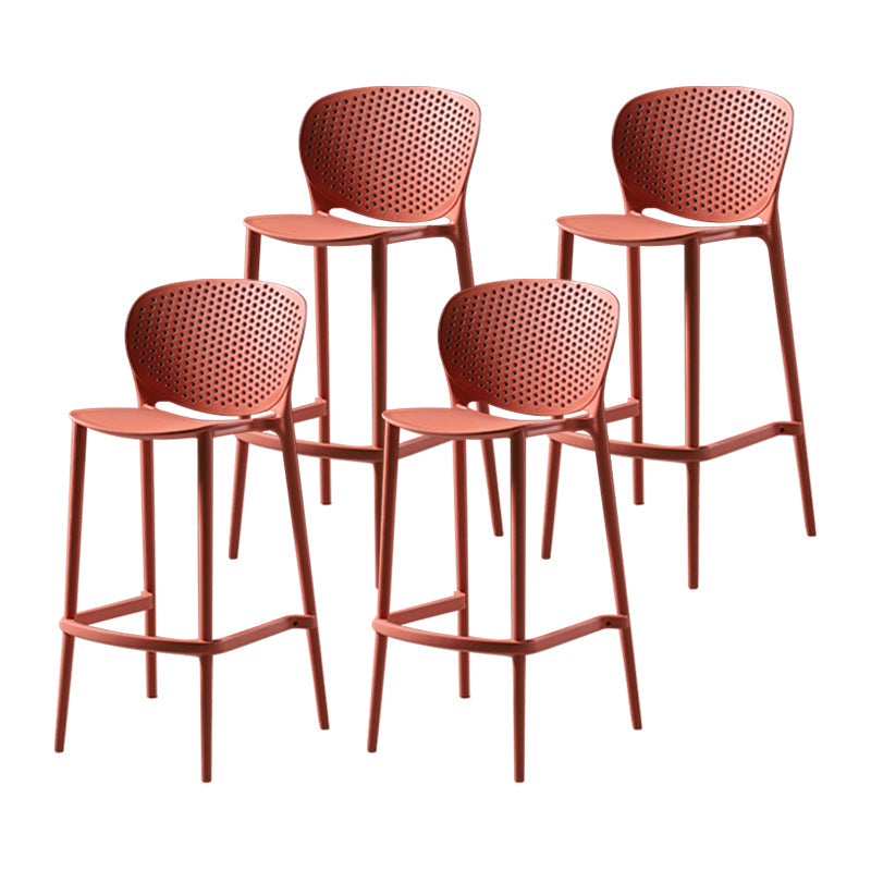 Nordic Bar-stool Plastic Counter Bar Stool for Kitchen Bar with Plastic Legs Light Red 4 Piece Set Bar Stool(30"H) Clearhalo 'Bar Furniture' 'Bar Stools' 'bar_stools' 'furn' 'furn_bar_stools' 'Furniture' 'furniture_bar_stools' 'Kitchen & Dining Furniture' 4793076