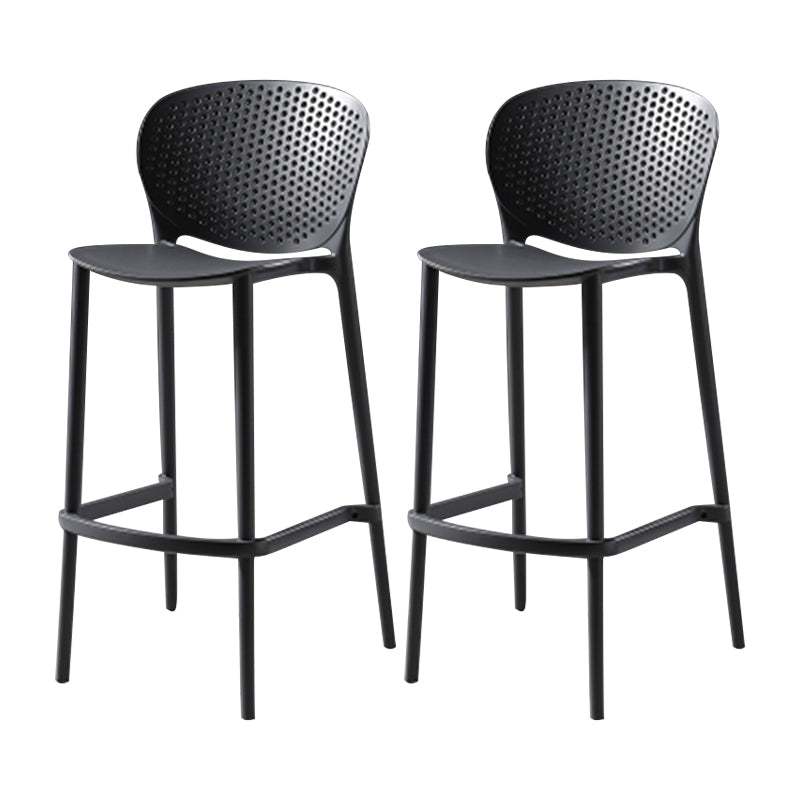 Nordic Bar-stool Plastic Counter Bar Stool for Kitchen Bar with Plastic Legs Black-Gray 2 Piece Set Clearhalo 'Bar Furniture' 'Bar Stools' 'bar_stools' 'furn' 'furn_bar_stools' 'Furniture' 'furniture_bar_stools' 'Kitchen & Dining Furniture' 4793078