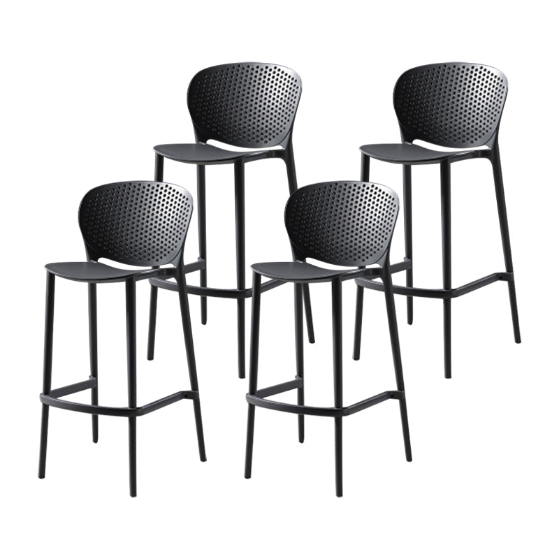 Nordic Bar-stool Plastic Counter Bar Stool for Kitchen Bar with Plastic Legs Black-Gray 4 Piece Set Clearhalo 'Bar Furniture' 'Bar Stools' 'bar_stools' 'furn' 'furn_bar_stools' 'Furniture' 'furniture_bar_stools' 'Kitchen & Dining Furniture' 4793079