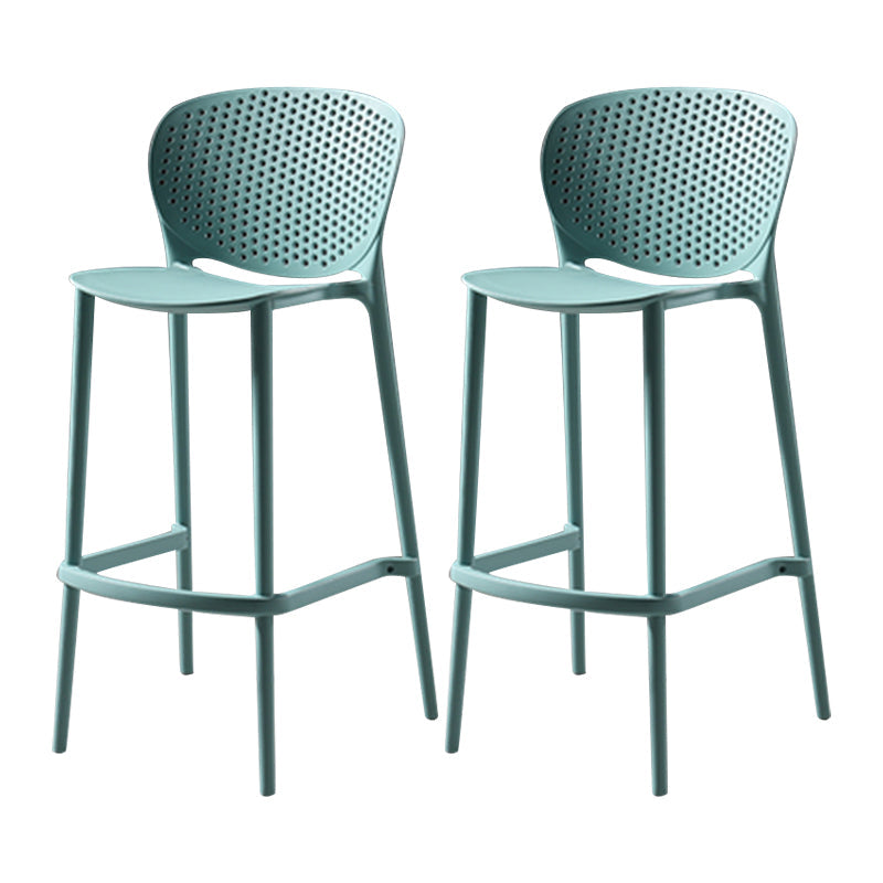 Nordic Bar-stool Plastic Counter Bar Stool for Kitchen Bar with Plastic Legs Blue 2 Piece Set Clearhalo 'Bar Furniture' 'Bar Stools' 'bar_stools' 'furn' 'furn_bar_stools' 'Furniture' 'furniture_bar_stools' 'Kitchen & Dining Furniture' 4793081