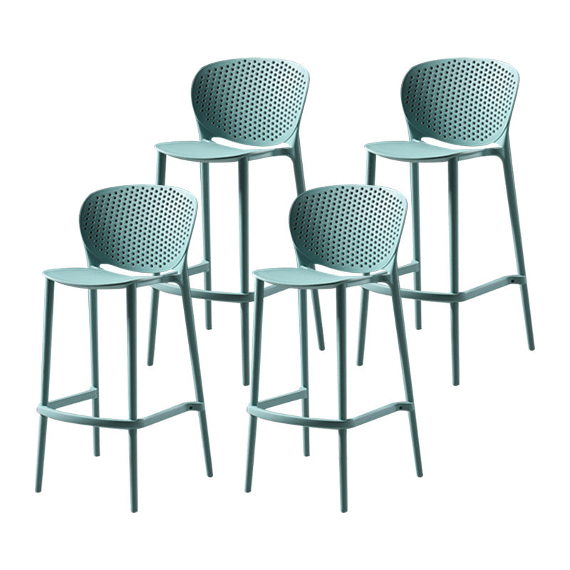 Nordic Bar-stool Plastic Counter Bar Stool for Kitchen Bar with Plastic Legs Blue 4 Piece Set Clearhalo 'Bar Furniture' 'Bar Stools' 'bar_stools' 'furn' 'furn_bar_stools' 'Furniture' 'furniture_bar_stools' 'Kitchen & Dining Furniture' 4793082
