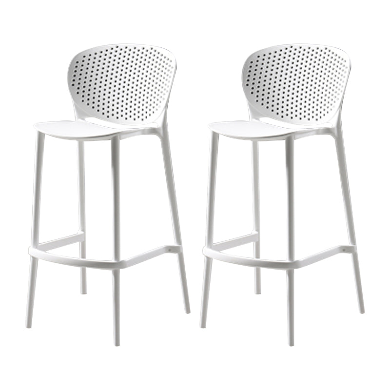 Nordic Bar-stool Plastic Counter Bar Stool for Kitchen Bar with Plastic Legs Textured White 2 Piece Set Bar Stool(30"H) Clearhalo 'Bar Furniture' 'Bar Stools' 'bar_stools' 'furn' 'furn_bar_stools' 'Furniture' 'furniture_bar_stools' 'Kitchen & Dining Furniture' 4793084