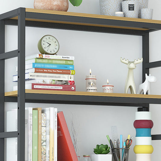 Industrial Wall Unit Bookshelf Black Steel Frame Natural Manufactured Wood Shelf Bookshelf Clearhalo 'Bookcases' 'Furniture' 'furniture_bookcases' 'kitchen' 'kitchen_bookcases' 'Living Room Furniture' 'Office Furniture' 4793093