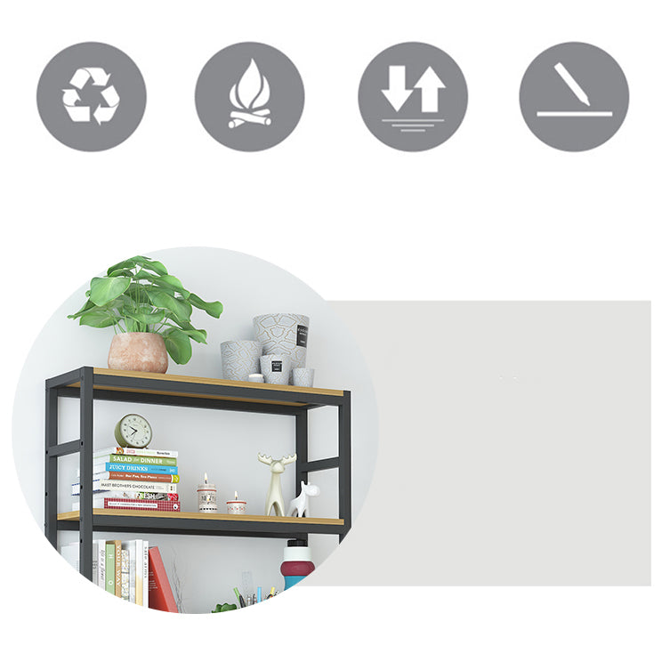 Industrial Wall Unit Bookshelf Black Steel Frame Natural Manufactured Wood Shelf Bookshelf Clearhalo 'Bookcases' 'Furniture' 'furniture_bookcases' 'kitchen' 'kitchen_bookcases' 'Living Room Furniture' 'Office Furniture' 4793094