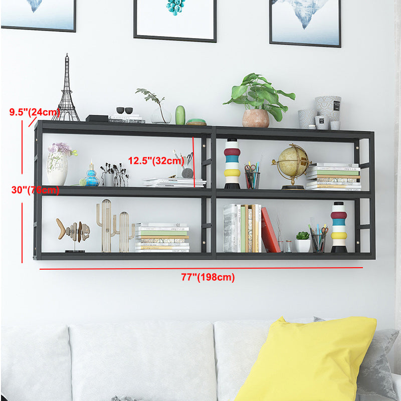 Industrial Wall Unit Bookshelf Black Steel Frame Natural Manufactured Wood Shelf Bookshelf Clearhalo 'Bookcases' 'Furniture' 'furniture_bookcases' 'kitchen' 'kitchen_bookcases' 'Living Room Furniture' 'Office Furniture' 4793111