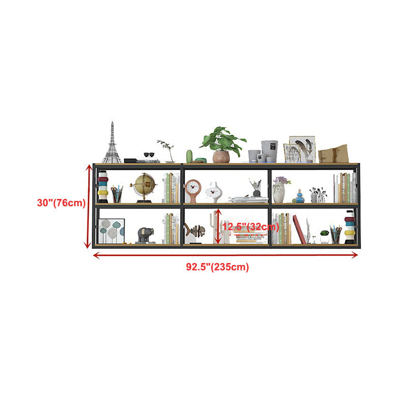 Industrial Wall Unit Bookshelf Black Steel Frame Natural Manufactured Wood Shelf Bookshelf Clearhalo 'Bookcases' 'Furniture' 'furniture_bookcases' 'kitchen' 'kitchen_bookcases' 'Living Room Furniture' 'Office Furniture' 4793116