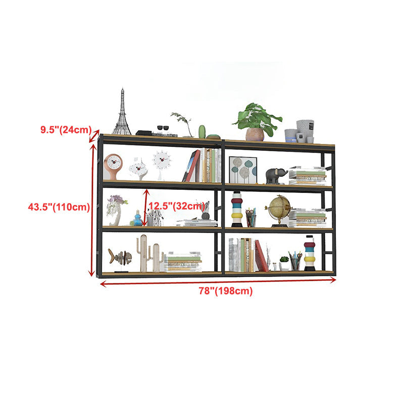 Industrial Wall Unit Bookshelf Black Steel Frame Natural Manufactured Wood Shelf Bookshelf Clearhalo 'Bookcases' 'Furniture' 'furniture_bookcases' 'kitchen' 'kitchen_bookcases' 'Living Room Furniture' 'Office Furniture' 4793123