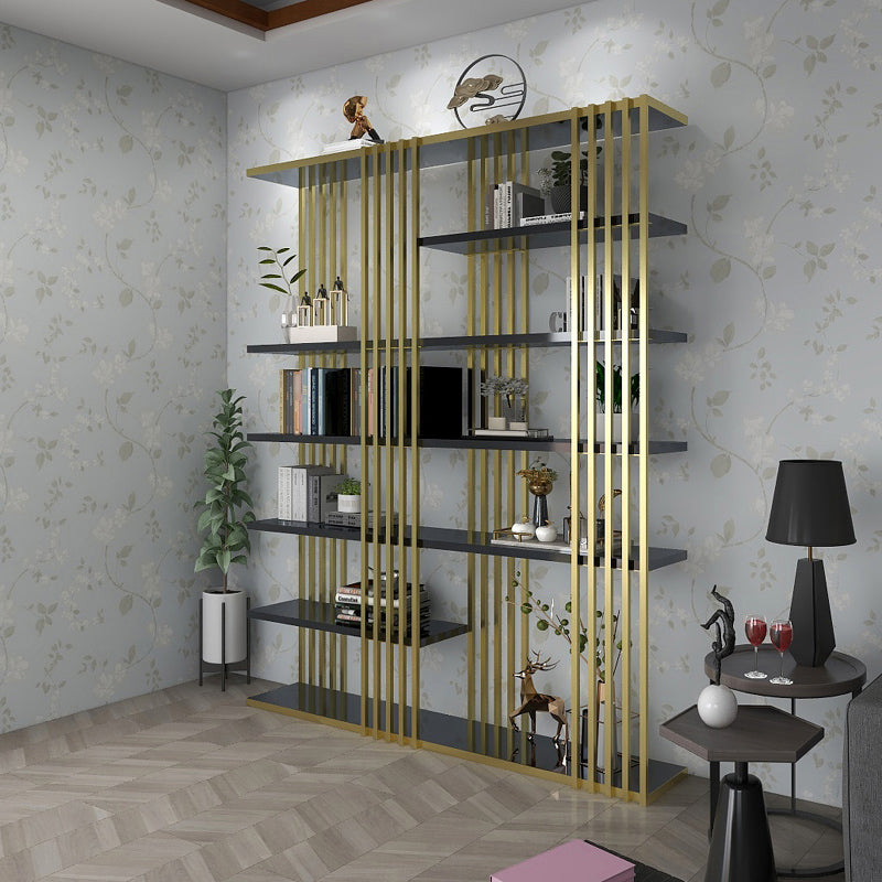 82.67"H Bookshelf Gold Glam Style Open Back Bookcase for Home Office Study Room Clearhalo 'Bookcases' 'furn' 'furn_bookcases' 'Furniture' 'furniture_bookcases' 'kitchen' 'kitchen_bookcases' 'Living Room Furniture' 'Office Furniture' 4793134