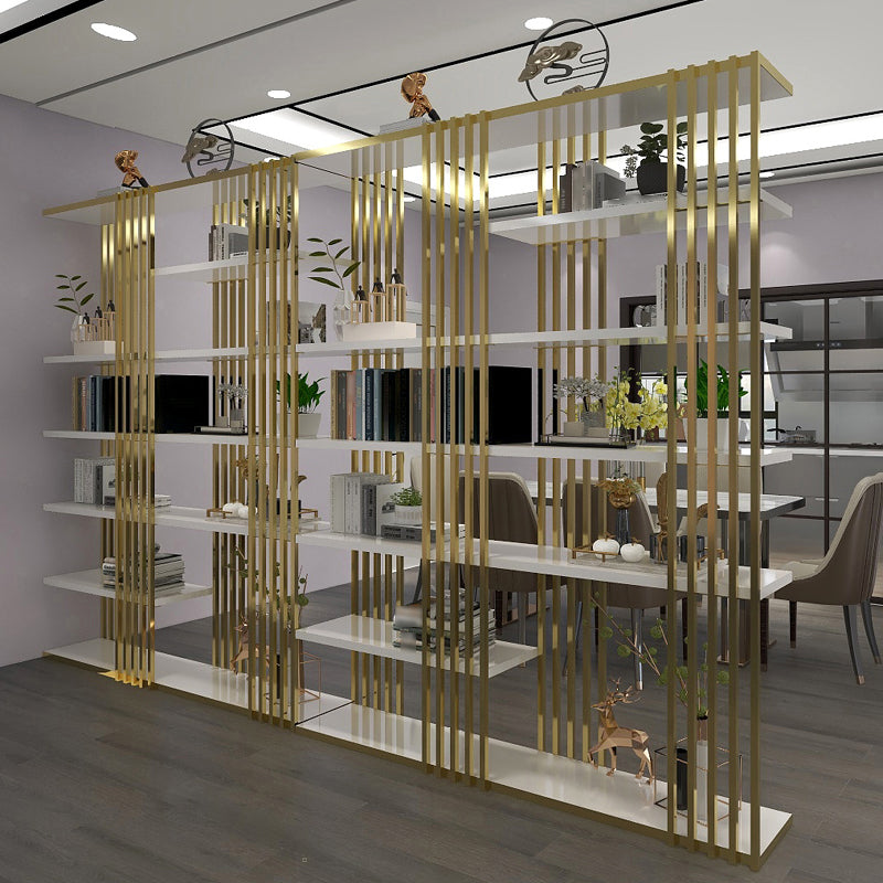 82.67"H Bookshelf Gold Glam Style Open Back Bookcase for Home Office Study Room Clearhalo 'Bookcases' 'furn' 'furn_bookcases' 'Furniture' 'furniture_bookcases' 'kitchen' 'kitchen_bookcases' 'Living Room Furniture' 'Office Furniture' 4793135