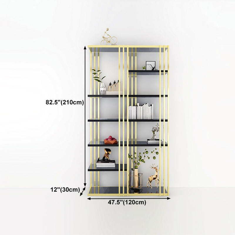 82.67"H Bookshelf Gold Glam Style Open Back Bookcase for Home Office Study Room Clearhalo 'Bookcases' 'furn' 'furn_bookcases' 'Furniture' 'furniture_bookcases' 'kitchen' 'kitchen_bookcases' 'Living Room Furniture' 'Office Furniture' 4793139
