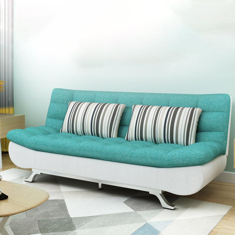 74.80" W √ó 33.46" D √ó 35.43" H Linen Biscuit Back Armless Sofa with Storage Blue-White Clearhalo 'furn' 'furn_sofas' 'Furniture' 'furniture_sofas' 'kitchen' 'kitchen_sofas' 'Living Room Furniture' 'Sofa' 'sofas' 4795415