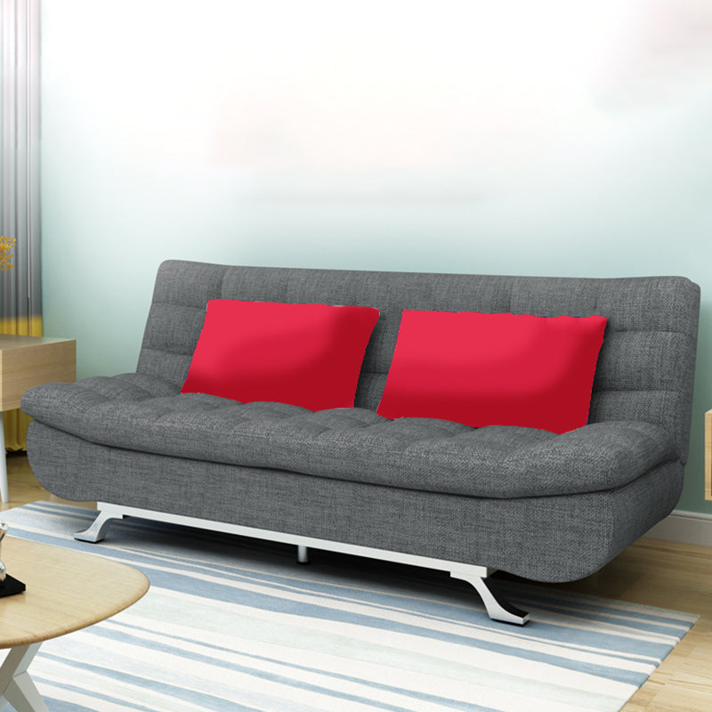 74.80" W √ó 33.46" D √ó 35.43" H Linen Biscuit Back Armless Sofa with Storage Grey Clearhalo 'furn' 'furn_sofas' 'Furniture' 'furniture_sofas' 'kitchen' 'kitchen_sofas' 'Living Room Furniture' 'Sofa' 'sofas' 4795419