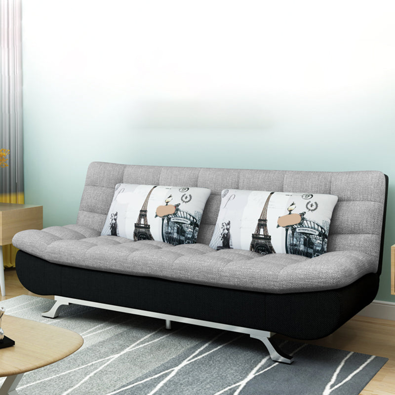 74.80" W √ó 33.46" D √ó 35.43" H Linen Biscuit Back Armless Sofa with Storage Gray Black Clearhalo 'furn' 'furn_sofas' 'Furniture' 'furniture_sofas' 'kitchen' 'kitchen_sofas' 'Living Room Furniture' 'Sofa' 'sofas' 4795422