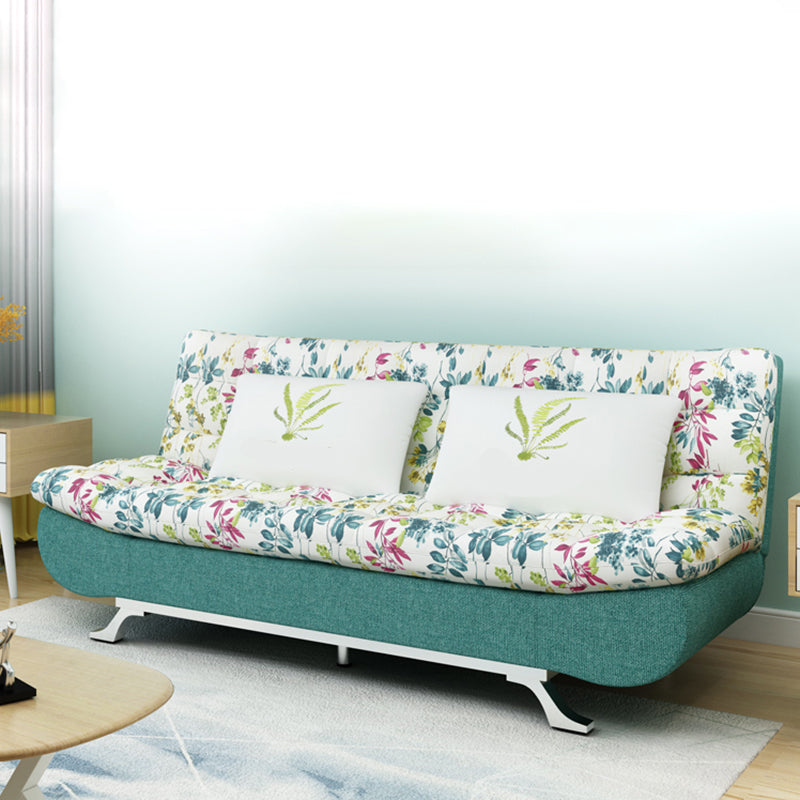 74.80" W √ó 33.46" D √ó 35.43" H Linen Biscuit Back Armless Sofa with Storage Green-White Clearhalo 'furn' 'furn_sofas' 'Furniture' 'furniture_sofas' 'kitchen' 'kitchen_sofas' 'Living Room Furniture' 'Sofa' 'sofas' 4795427