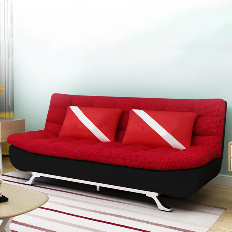 74.80" W √ó 33.46" D √ó 35.43" H Linen Biscuit Back Armless Sofa with Storage Red-Black Clearhalo 'furn' 'furn_sofas' 'Furniture' 'furniture_sofas' 'kitchen' 'kitchen_sofas' 'Living Room Furniture' 'Sofa' 'sofas' 4795438