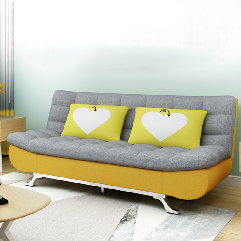 74.80" W √ó 33.46" D √ó 35.43" H Linen Biscuit Back Armless Sofa with Storage Gray-Yellow Clearhalo 'furn' 'furn_sofas' 'Furniture' 'furniture_sofas' 'kitchen' 'kitchen_sofas' 'Living Room Furniture' 'Sofa' 'sofas' 4795439
