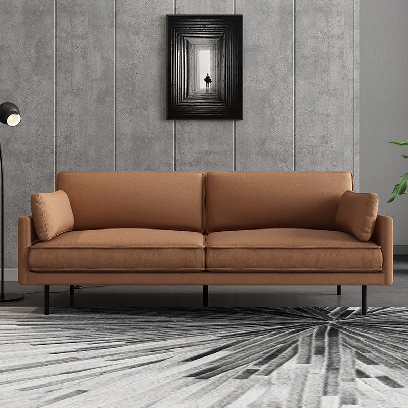 Square Arm Sofa Pure Color Latex Filled Sofa for Home Apartment Orange Clearhalo 'furn' 'furn_sofas' 'Furniture' 'furniture_sofas' 'kitchen' 'kitchen_sofas' 'Living Room Furniture' 'Sofa' 'sofas' 4795469