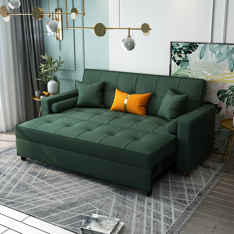 35.43"H Linen/Faux Leather Convertible Sleeper Square Arm Tufted Sofa Clearhalo 'furn' 'furn_sofas' 'Furniture' 'furniture_sofas' 'kitchen' 'kitchen_sofas' 'Living Room Furniture' 'Sofa' 'sofas' 4795479