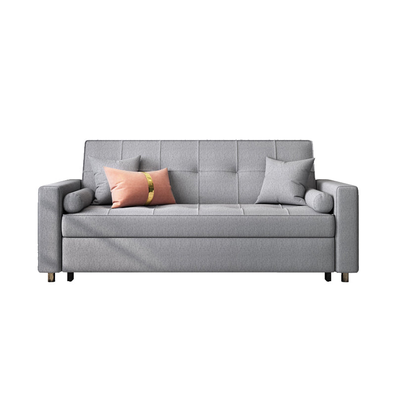 35.43"H Linen/Faux Leather Convertible Sleeper Square Arm Tufted Sofa Grey Clearhalo 'furn' 'furn_sofas' 'Furniture' 'furniture_sofas' 'kitchen' 'kitchen_sofas' 'Living Room Furniture' 'Sofa' 'sofas' 4795483