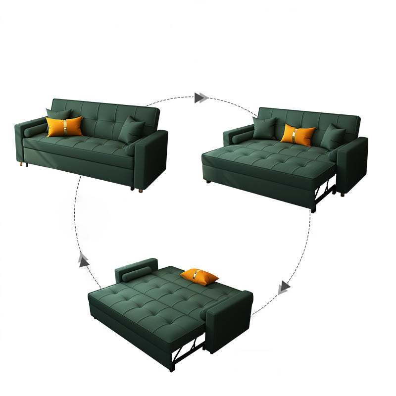 35.43"H Linen/Faux Leather Convertible Sleeper Square Arm Tufted Sofa Clearhalo 'furn' 'furn_sofas' 'Furniture' 'furniture_sofas' 'kitchen' 'kitchen_sofas' 'Living Room Furniture' 'Sofa' 'sofas' 4795485