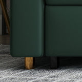 35.43"H Linen/Faux Leather Convertible Sleeper Square Arm Tufted Sofa Clearhalo 'furn' 'furn_sofas' 'Furniture' 'furniture_sofas' 'kitchen' 'kitchen_sofas' 'Living Room Furniture' 'Sofa' 'sofas' 4795487