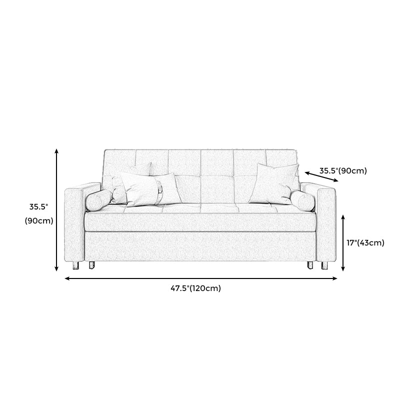 35.43"H Linen/Faux Leather Convertible Sleeper Square Arm Tufted Sofa Clearhalo 'furn' 'furn_sofas' 'Furniture' 'furniture_sofas' 'kitchen' 'kitchen_sofas' 'Living Room Furniture' 'Sofa' 'sofas' 4795489