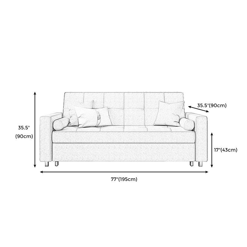 35.43"H Linen/Faux Leather Convertible Sleeper Square Arm Tufted Sofa Clearhalo 'furn' 'furn_sofas' 'Furniture' 'furniture_sofas' 'kitchen' 'kitchen_sofas' 'Living Room Furniture' 'Sofa' 'sofas' 4795492