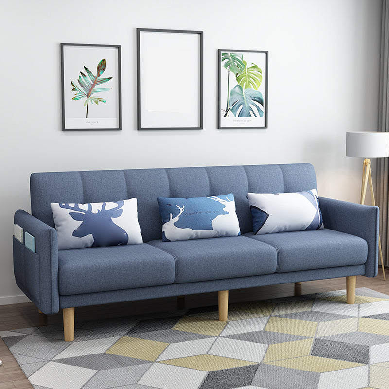 Square Arm with Cotton Blend 25.98" W Convertible Sleeper Sofa for Apartment. Royal Blue Clearhalo 'furn' 'furn_sofas' 'Furniture' 'furniture_sofas' 'kitchen' 'kitchen_sofas' 'Living Room Furniture' 'Sofa' 'sofas' 4795493