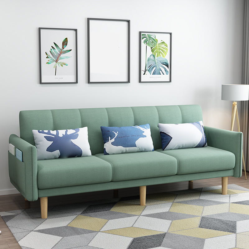 Square Arm with Cotton Blend 25.98" W Convertible Sleeper Sofa for Apartment. Green Clearhalo 'furn' 'furn_sofas' 'Furniture' 'furniture_sofas' 'kitchen' 'kitchen_sofas' 'Living Room Furniture' 'Sofa' 'sofas' 4795495