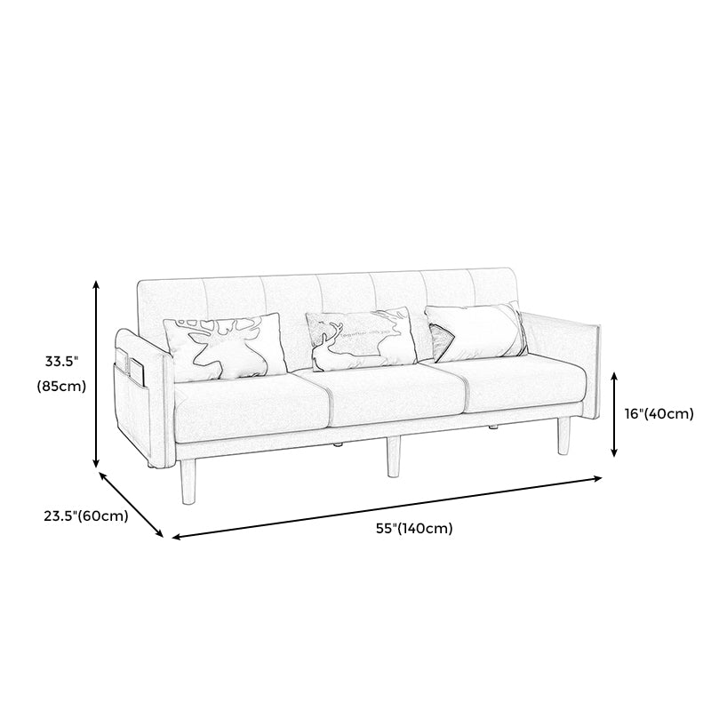 Square Arm with Cotton Blend 25.98" W Convertible Sleeper Sofa for Apartment. Clearhalo 'furn' 'furn_sofas' 'Furniture' 'furniture_sofas' 'kitchen' 'kitchen_sofas' 'Living Room Furniture' 'Sofa' 'sofas' 4795505