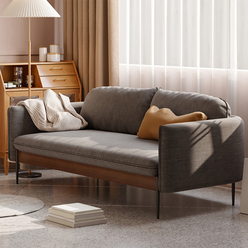 Cushions Square Arm Sofa Scandinavian 31.5" D x 31.5" H Linen Wooden Sofa Grey Clearhalo 'furn' 'furn_sofas' 'Furniture' 'furniture_sofas' 'kitchen' 'kitchen_sofas' 'Living Room Furniture' 'Sofa' 'sofas' 4795520