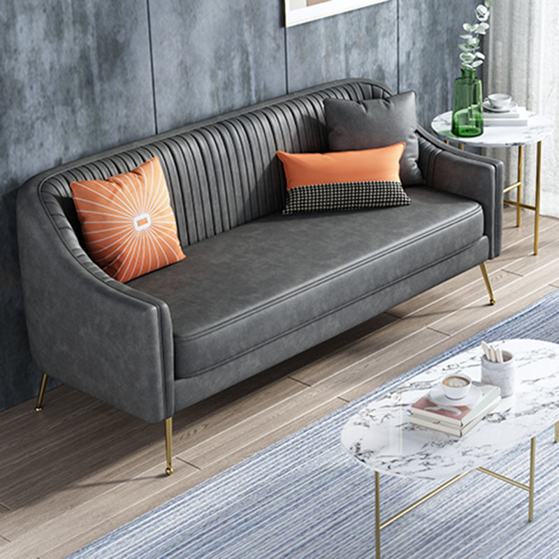 Faux Leather Modern Sofa 31 "W Sloped Arm Sofa for Living Room 77"L x 31.5"W x 32"H Grey Clearhalo 'furn' 'furn_sofas' 'Furniture' 'furniture_sofas' 'kitchen' 'kitchen_sofas' 'Living Room Furniture' 'Sofa' 'sofas' 4795529