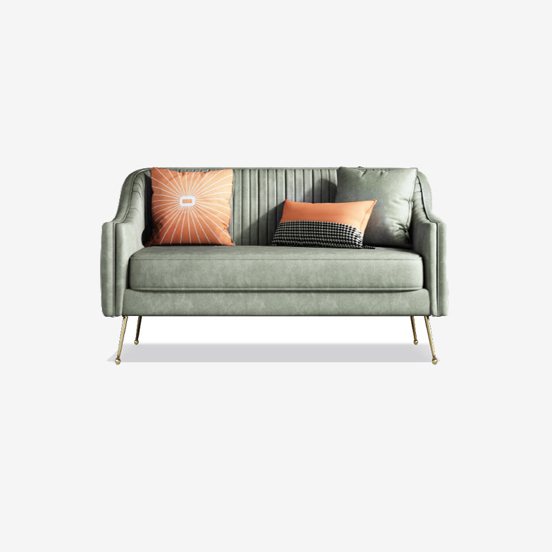 Faux Leather Modern Sofa 31 "W Sloped Arm Sofa for Living Room 58"L x 31.5"W x 32"H Light Green Clearhalo 'furn' 'furn_sofas' 'Furniture' 'furniture_sofas' 'kitchen' 'kitchen_sofas' 'Living Room Furniture' 'Sofa' 'sofas' 4795534