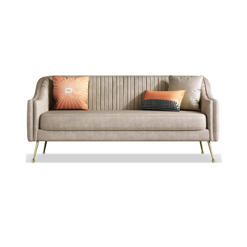 Faux Leather Modern Sofa 31 "W Sloped Arm Sofa for Living Room 77"L x 31.5"W x 32"H Light Coffee Clearhalo 'furn' 'furn_sofas' 'Furniture' 'furniture_sofas' 'kitchen' 'kitchen_sofas' 'Living Room Furniture' 'Sofa' 'sofas' 4795536