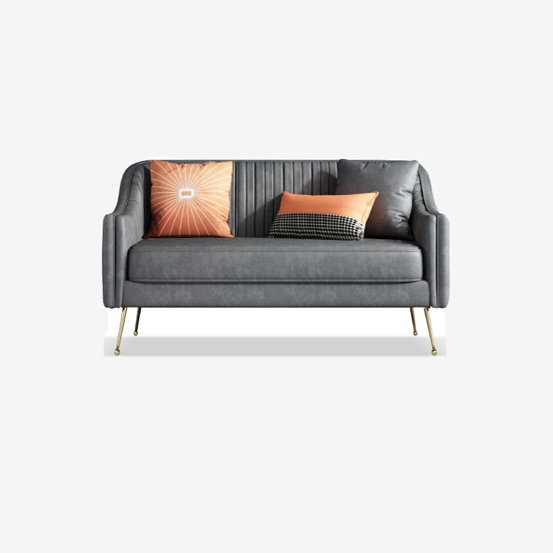 Faux Leather Modern Sofa 31 "W Sloped Arm Sofa for Living Room 58"L x 31.5"W x 32"H Grey Clearhalo 'furn' 'furn_sofas' 'Furniture' 'furniture_sofas' 'kitchen' 'kitchen_sofas' 'Living Room Furniture' 'Sofa' 'sofas' 4795542