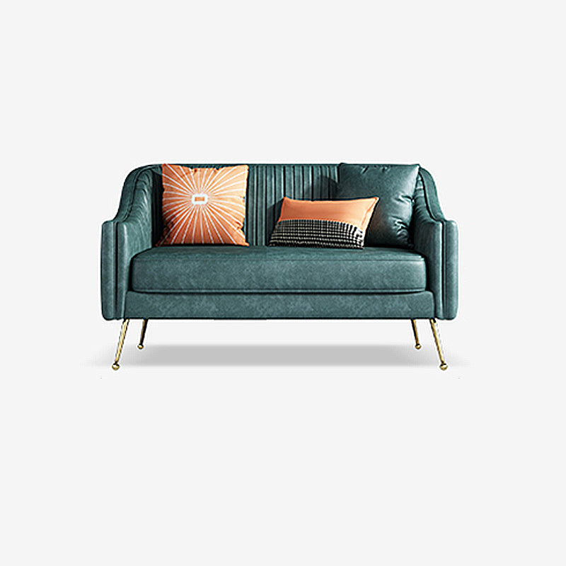 Faux Leather Modern Sofa 31 "W Sloped Arm Sofa for Living Room 58"L x 31.5"W x 32"H Green Clearhalo 'furn' 'furn_sofas' 'Furniture' 'furniture_sofas' 'kitchen' 'kitchen_sofas' 'Living Room Furniture' 'Sofa' 'sofas' 4795543