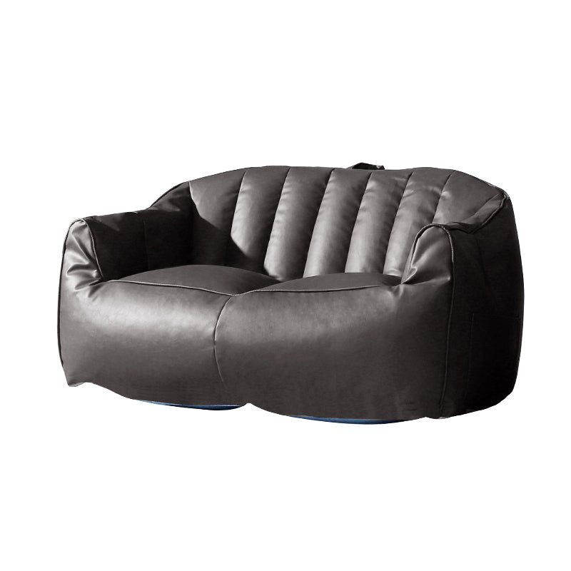 Contemporary Faux Leather Pillow Top Arm Sofa Sewn Pillow Back Sofa for Apartment 51"L x 32"W x 26"H Dark Gray-Black Clearhalo 'furn' 'furn_sofas' 'Furniture' 'furniture_sofas' 'kitchen' 'kitchen_sofas' 'Living Room Furniture' 'Sofa' 'sofas' 4795561