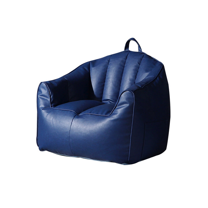 Contemporary Faux Leather Pillow Top Arm Sofa Sewn Pillow Back Sofa for Apartment 35"L x 31.5"W x 27"H Dark Blue Clearhalo 'furn' 'furn_sofas' 'Furniture' 'furniture_sofas' 'kitchen' 'kitchen_sofas' 'Living Room Furniture' 'Sofa' 'sofas' 4795566