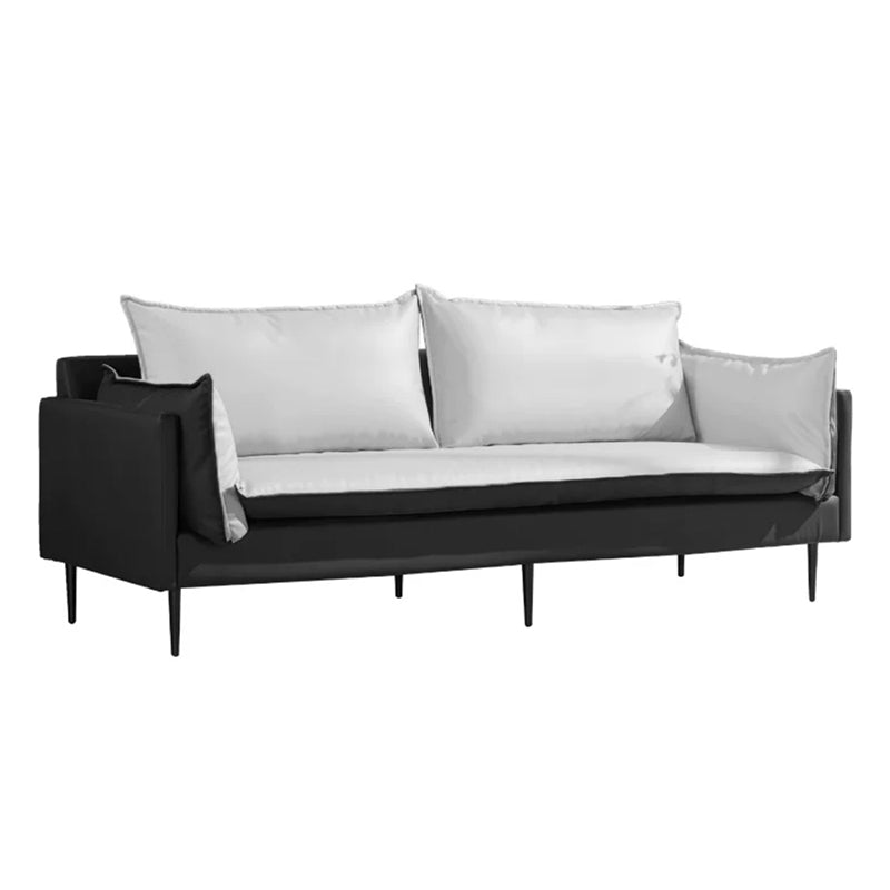 Modern Style Square Armrest Sponge Cushion Wear Resistant Napa Leather Sofa 81"L x 33.5"W x 33.5"H Gray Black Clearhalo 'furn' 'furn_sofas' 'Furniture' 'furniture_sofas' 'kitchen' 'kitchen_sofas' 'Living Room Furniture' 'Sofa' 'sofas' 4795593