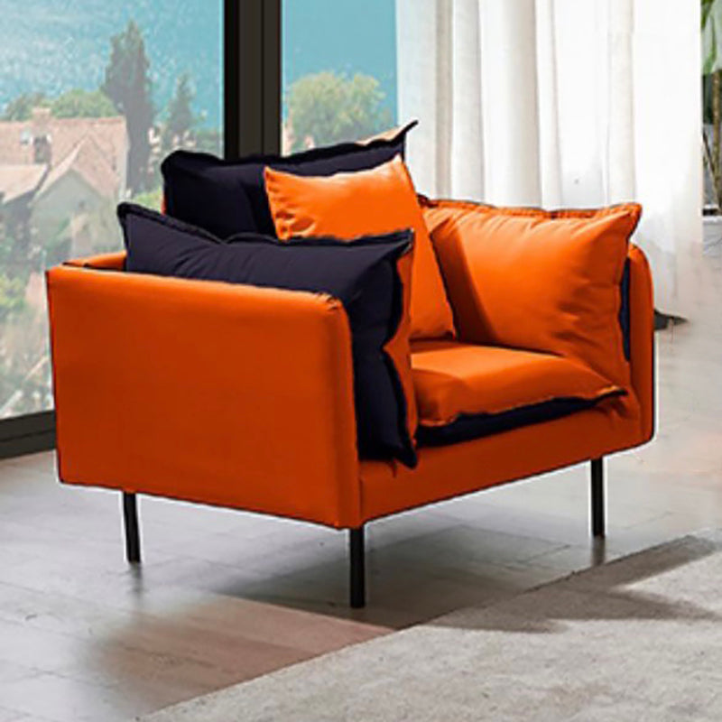 Modern Style Square Armrest Sponge Cushion Wear Resistant Napa Leather Sofa 38"L x 33.5"W x 33.5"H Orange-Gray Clearhalo 'furn' 'furn_sofas' 'Furniture' 'furniture_sofas' 'kitchen' 'kitchen_sofas' 'Living Room Furniture' 'Sofa' 'sofas' 4795597