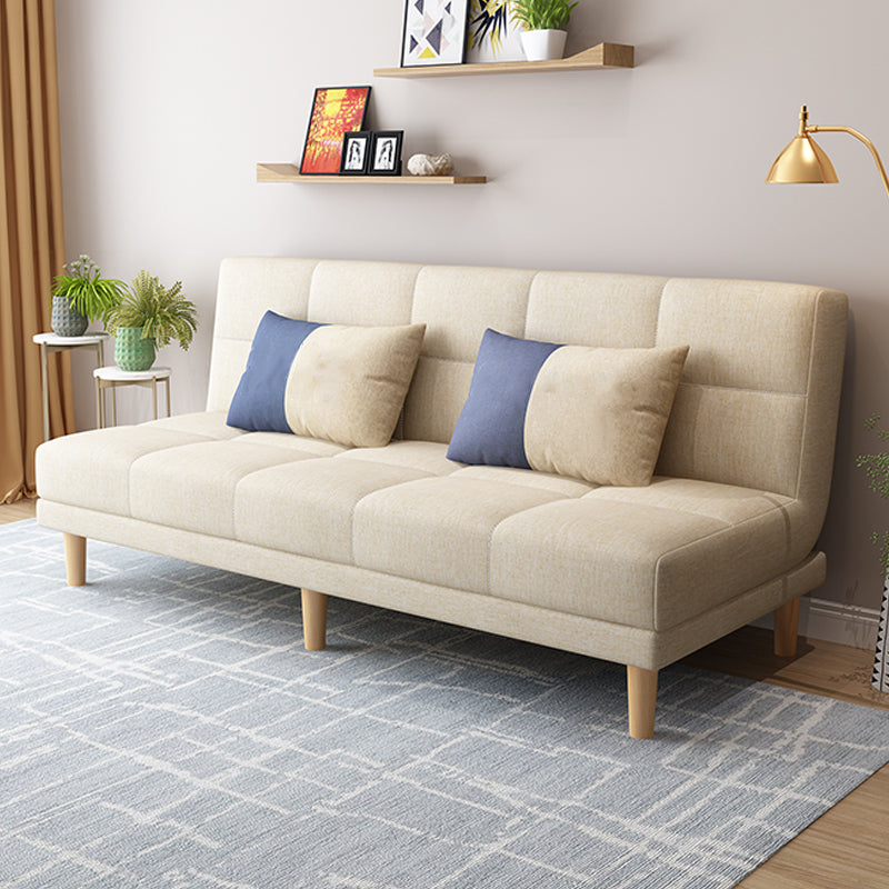 70.87" W √ó 26.77" D √ó 30.31" H Biscuit Back Armless Sofa with Convertible Beige Linen Blend Clearhalo 'furn' 'furn_sofas' 'Furniture' 'furniture_sofas' 'kitchen' 'kitchen_sofas' 'Living Room Furniture' 'Sofa' 'sofas' 4795616
