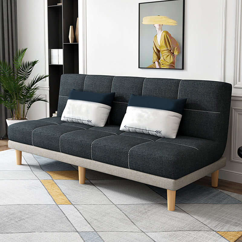 70.87" W √ó 26.77" D √ó 30.31" H Biscuit Back Armless Sofa with Convertible Gray-White Linen Blend Clearhalo 'furn' 'furn_sofas' 'Furniture' 'furniture_sofas' 'kitchen' 'kitchen_sofas' 'Living Room Furniture' 'Sofa' 'sofas' 4795619