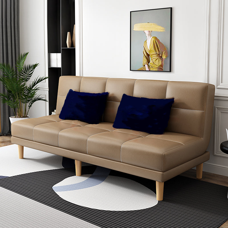 70.87" W √ó 26.77" D √ó 30.31" H Biscuit Back Armless Sofa with Convertible Coffee Faux Leather Clearhalo 'furn' 'furn_sofas' 'Furniture' 'furniture_sofas' 'kitchen' 'kitchen_sofas' 'Living Room Furniture' 'Sofa' 'sofas' 4795621